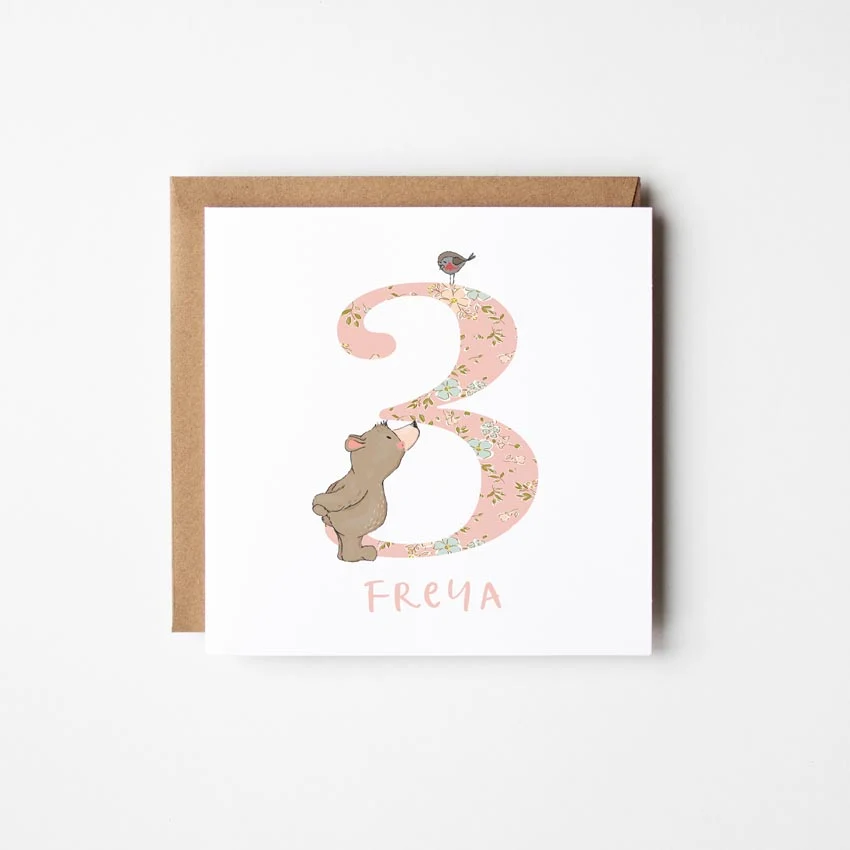 Bear��s Personalised Birthday Card with a Number