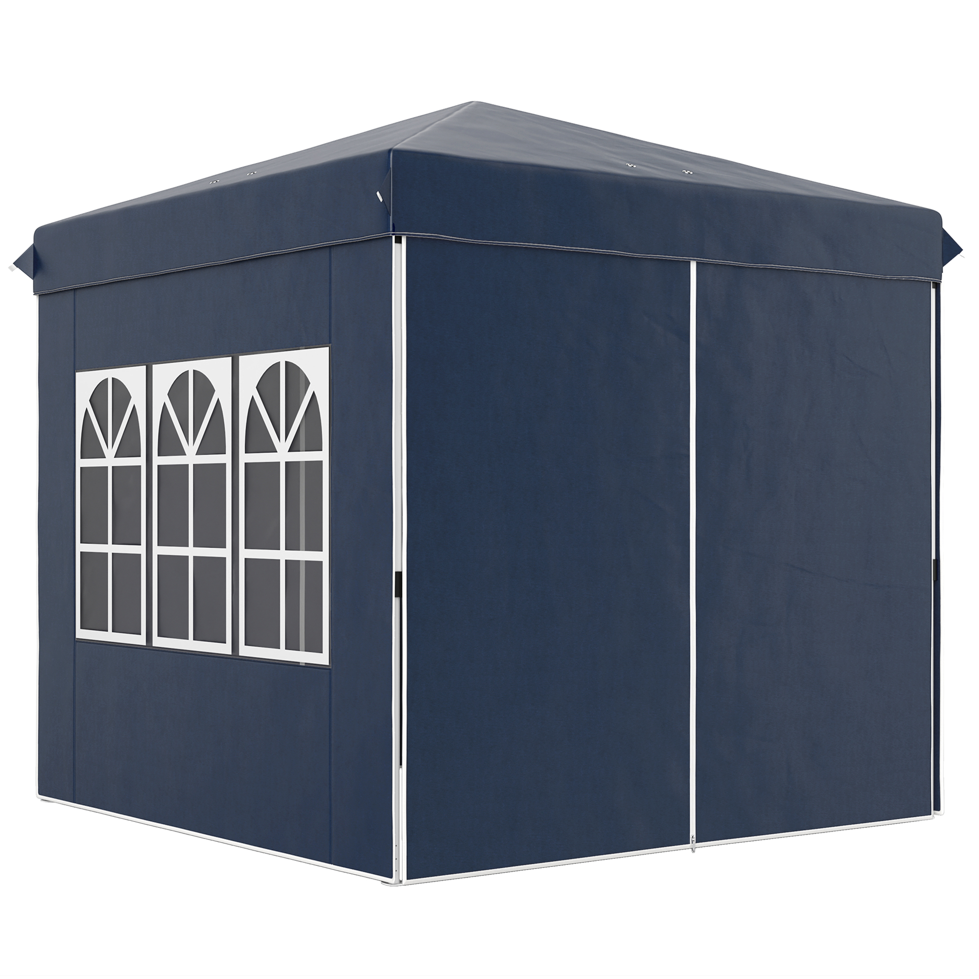 Outsunny 2,5 x 2,5 m Pop-up Paviljoen met Zijwanden en Draagtas, UPF50+ Hoogteverstelbaar Tuinpaviljoen, Donkerblauw