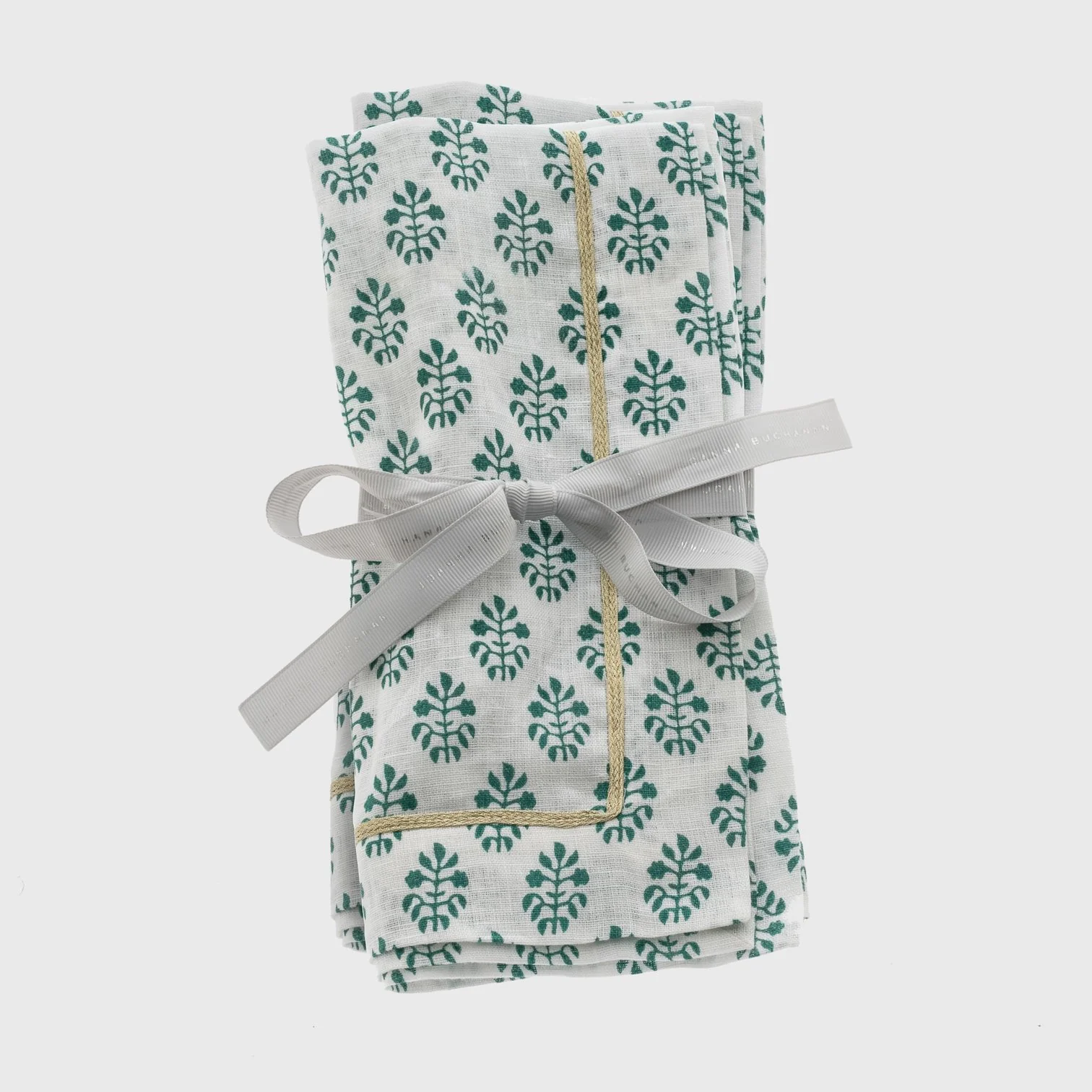 Printed Leaf Dinner Napkins, Green, Set of 2