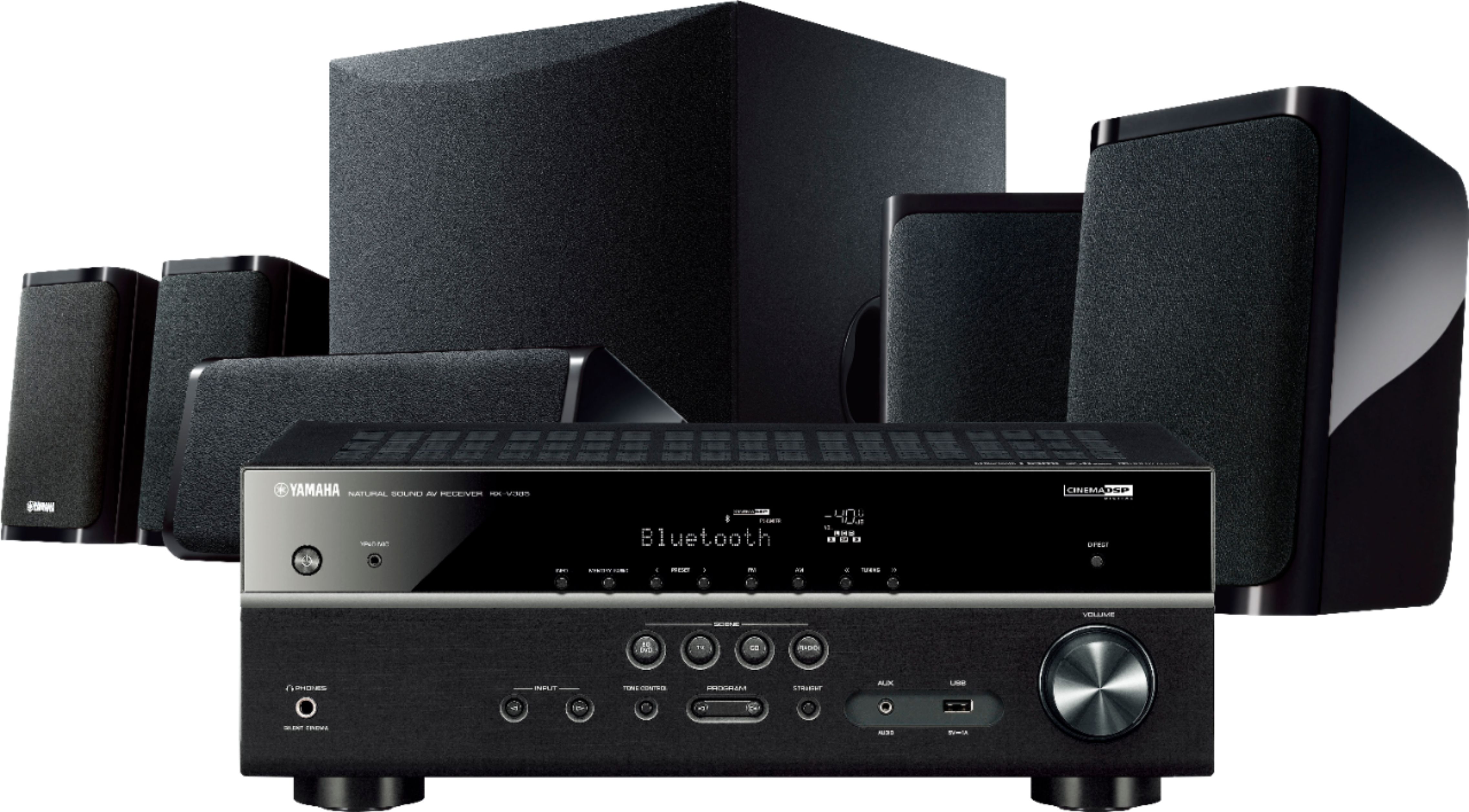 Yamaha 2025 – Sistem de boxe home theater 4K cu 5.1 canale, subwoofer activ și streaming Bluetooth – Negru