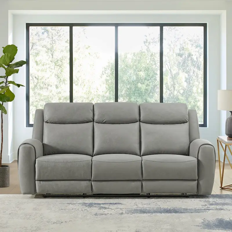Roundhill Furniture Wesley 2-Piece Transitional Reclining Set, Gray