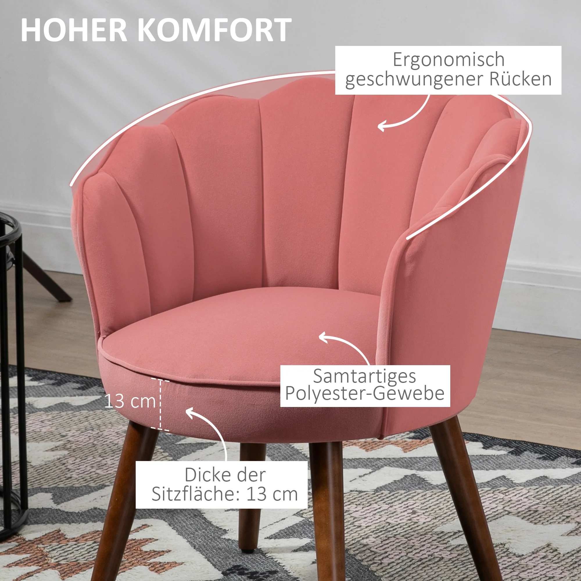 HOMCOM eetkamerstoel keukenstoel fauteuil