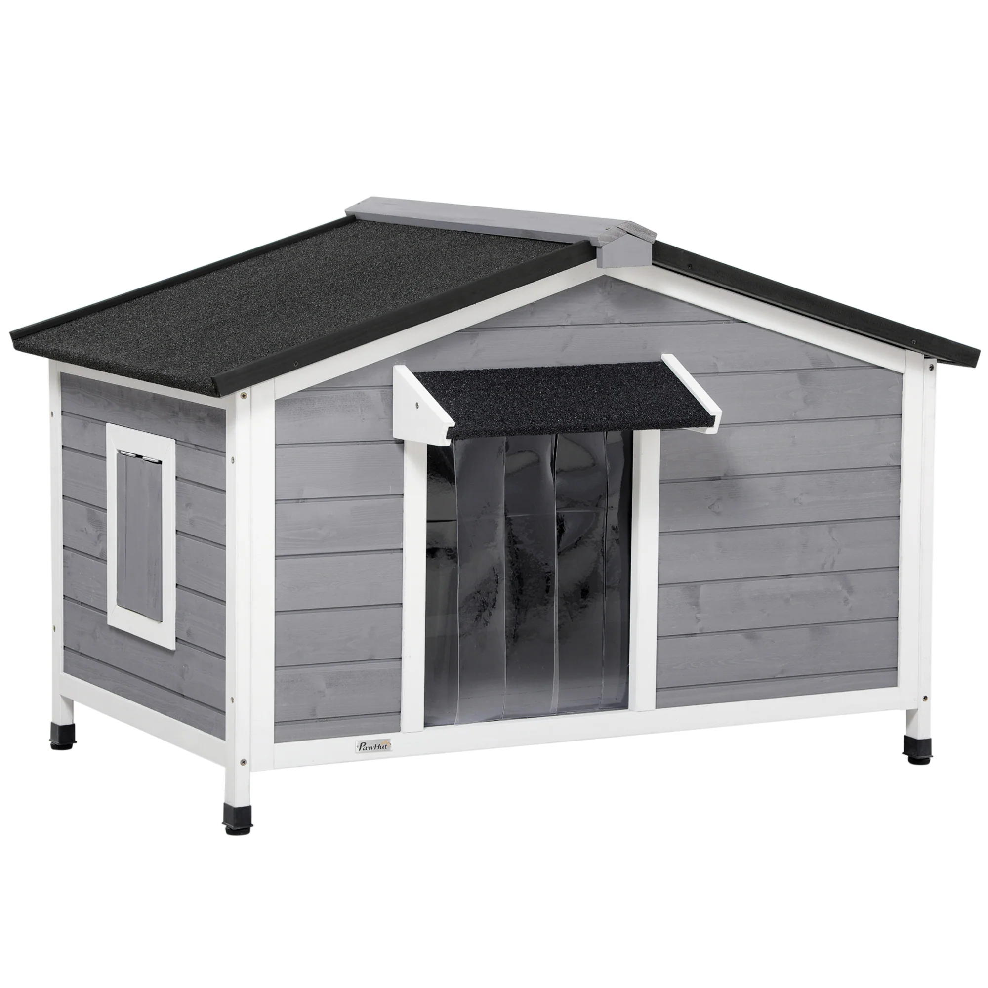 PawHut Hundehütte Outdoor aufklappbares Dach wetterfest Massivholz