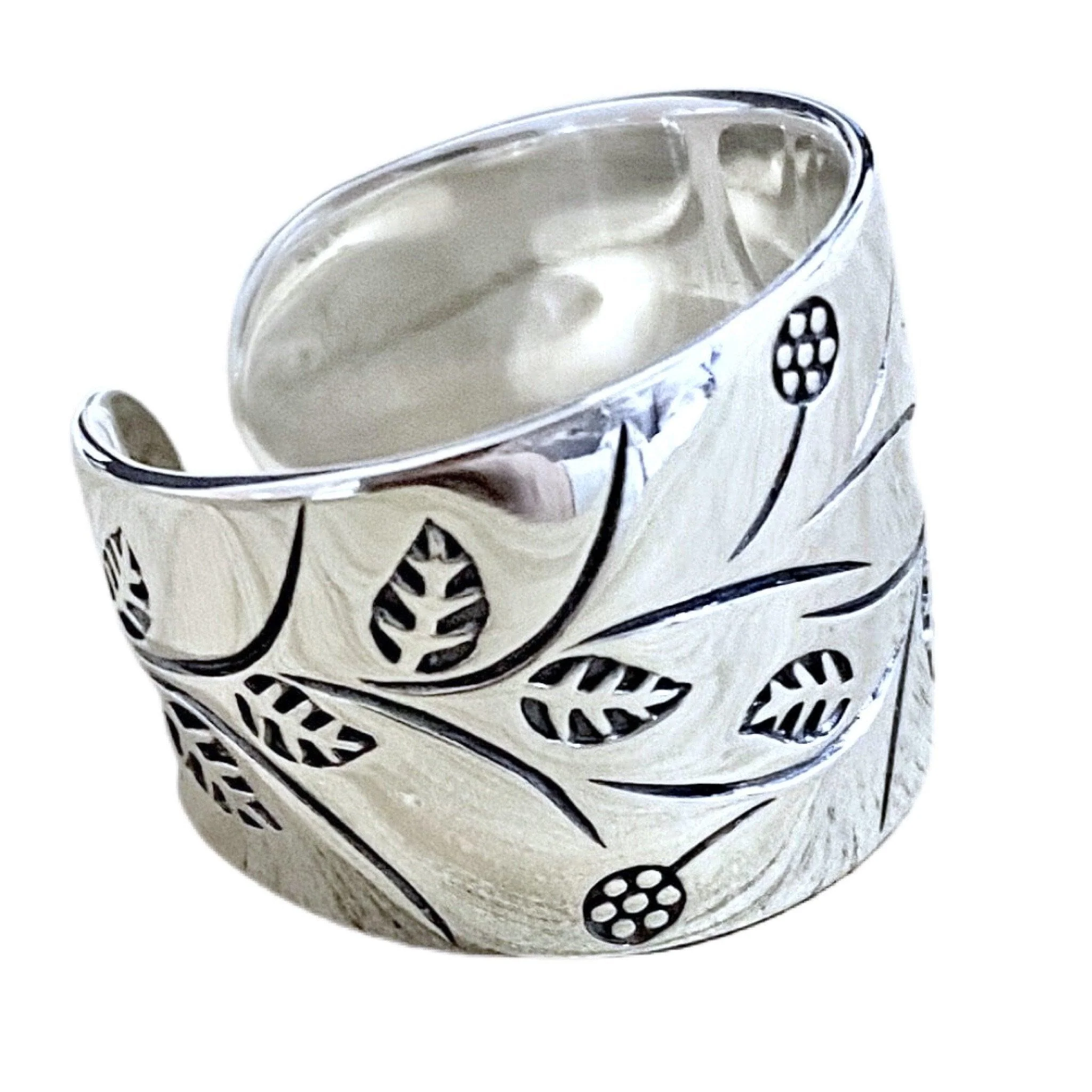 Laihas Garden Of Spring Cuff Sterling Silver Boho Ring