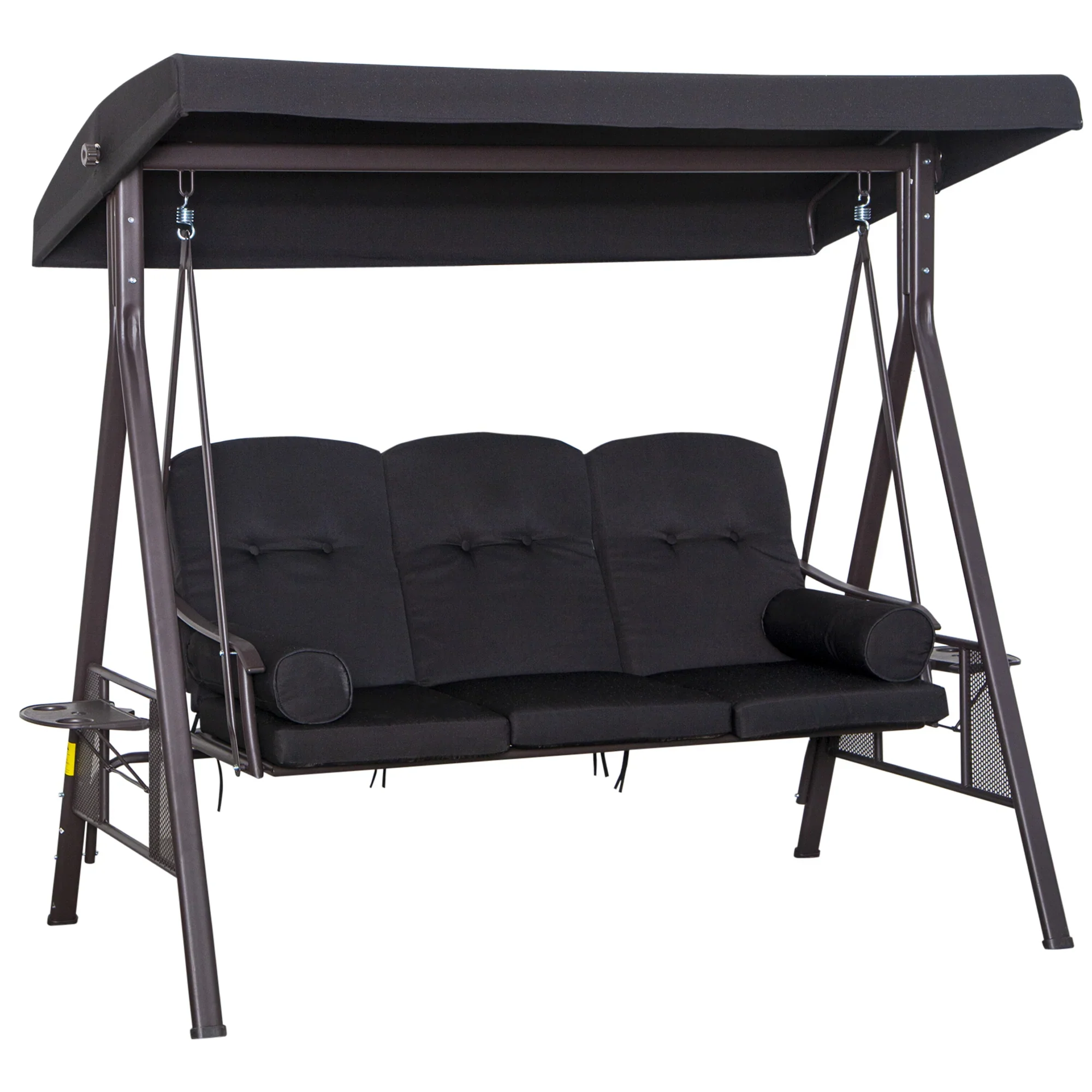 Outsunny 3-Sitzer Hollywoodschaukel mit Sonnendach & Kissen �C Schwarz