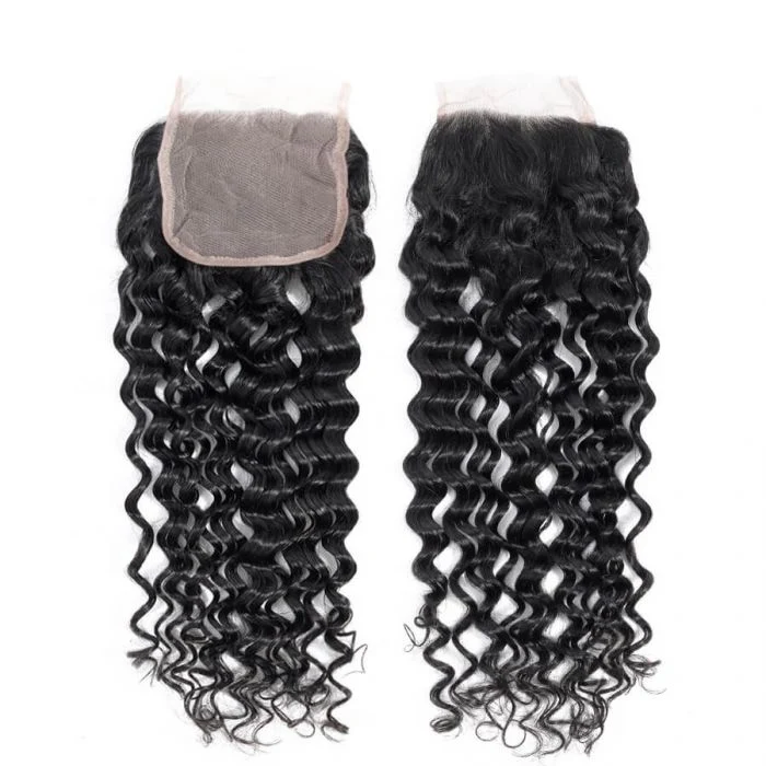 Brazilian Hair 4x4 Lace Closure Water Wave 100% Virgin Hair 10-20 Inch