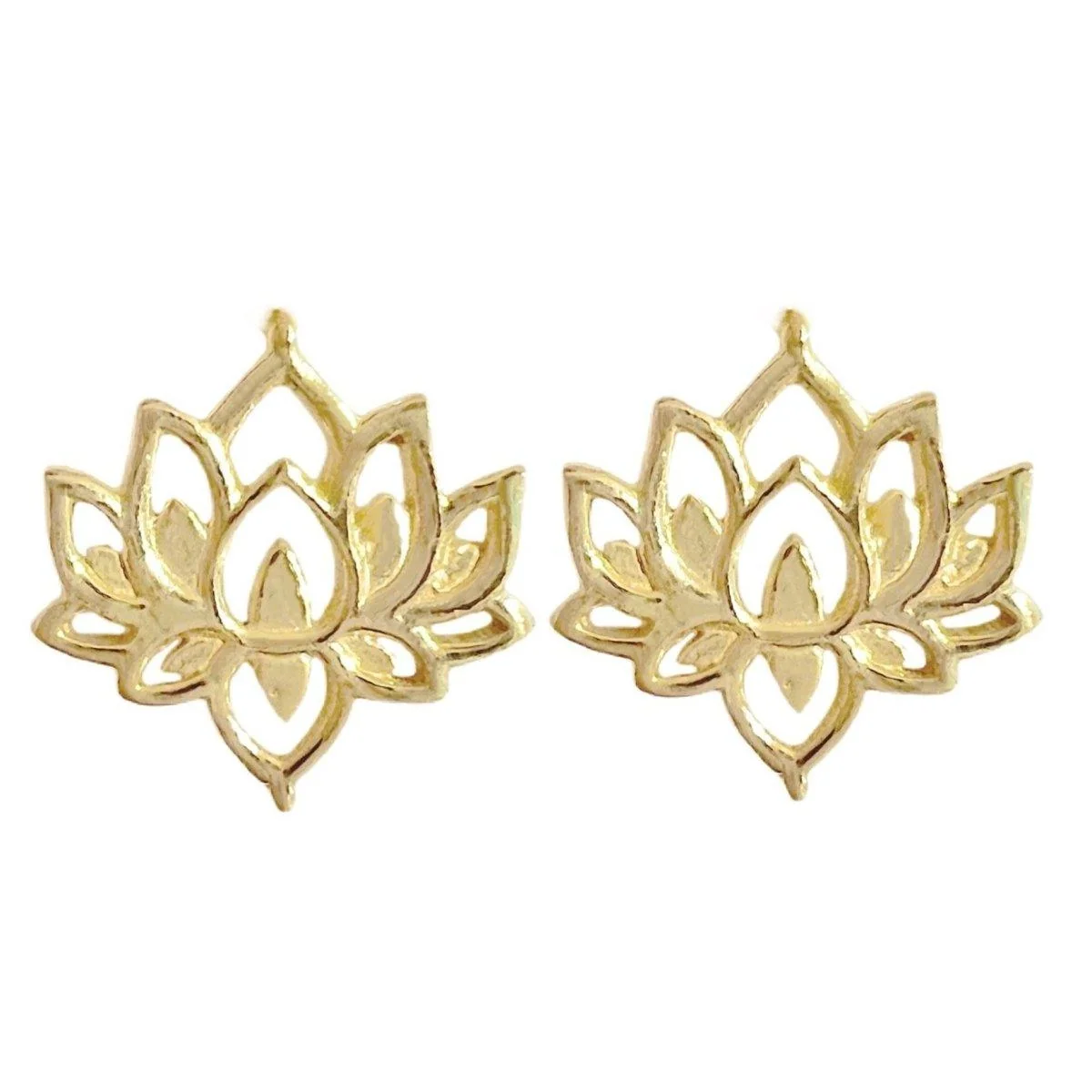 Laihas Boho Chic Lotus Flower Studs - Gold Vermeil