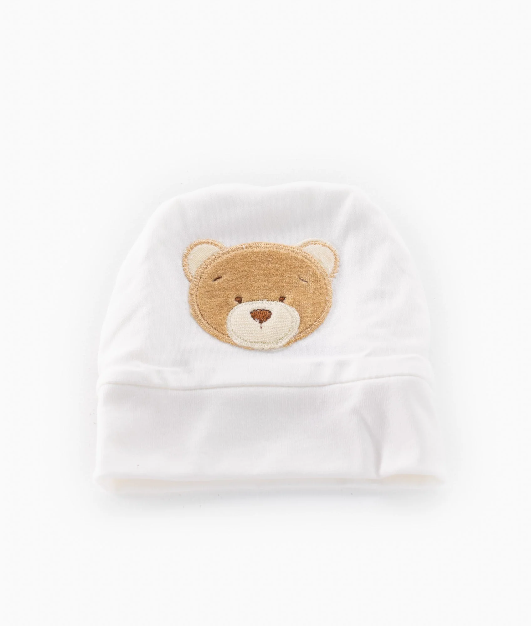 Baby Cotton Beanie | White & Beige
