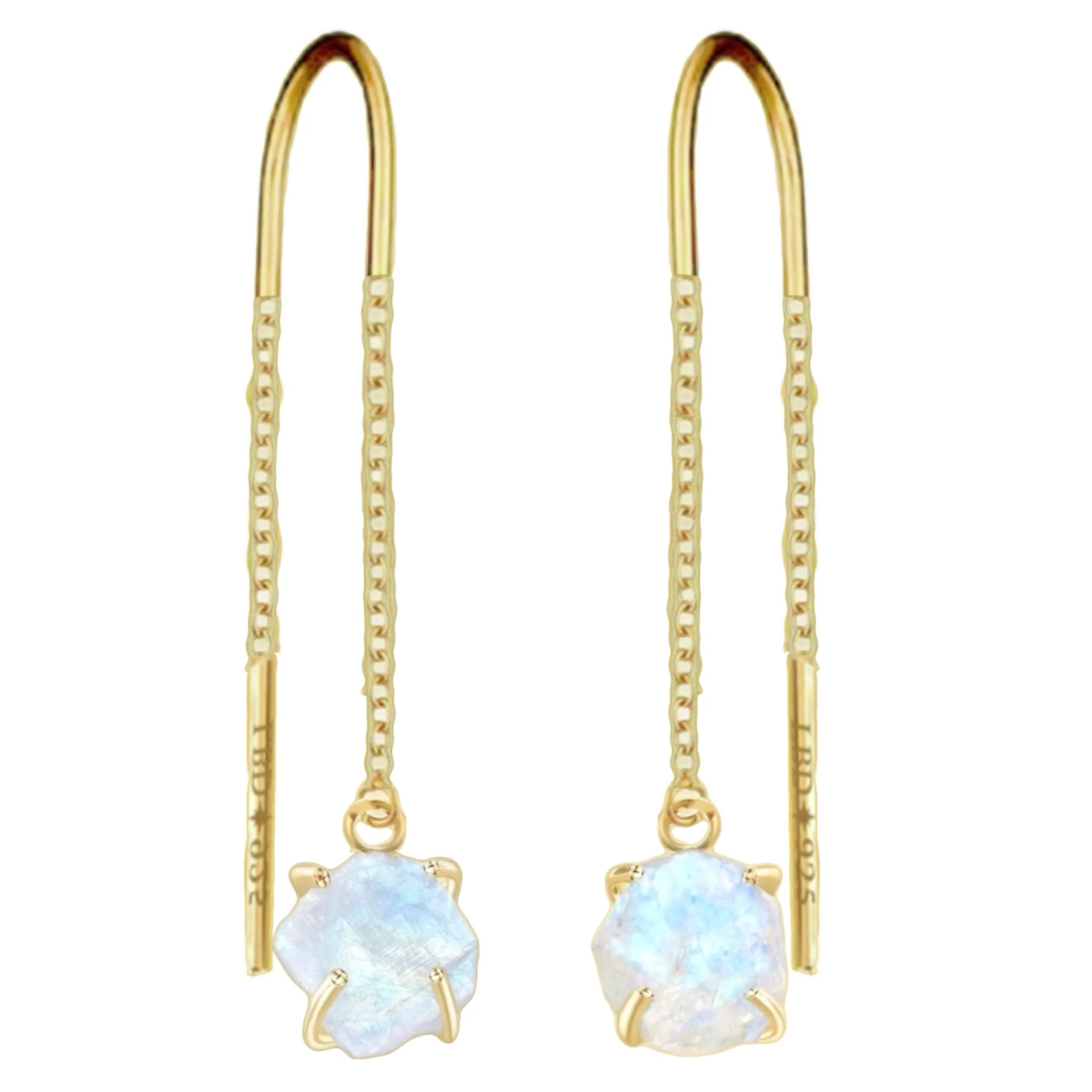 Gold Raw Moonstone Threader Earrings