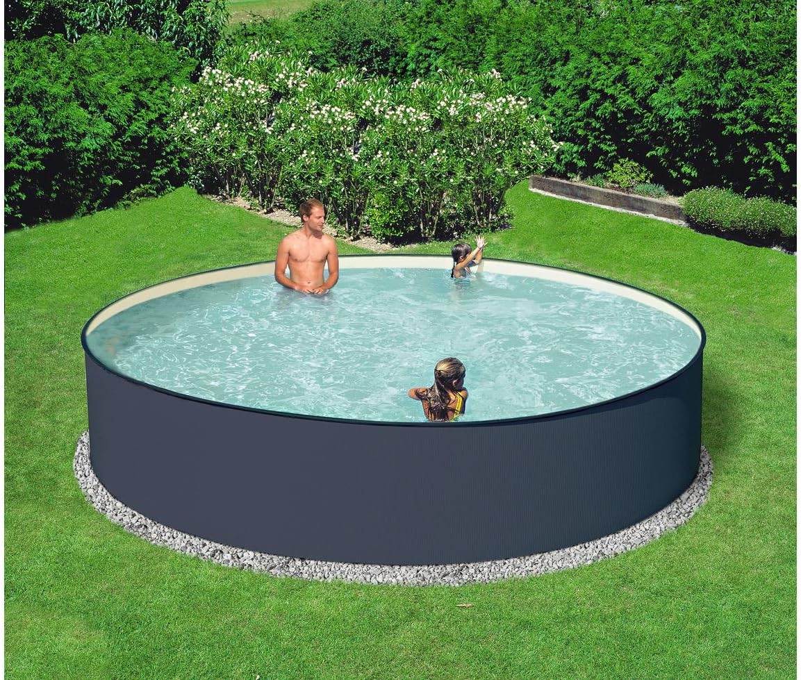 HANSEATIC Set (6-tlg.): Rundpool »Anthrazit« inkl. Sandfilteranlage (in 6 Größen) 90 cm x 300 cm