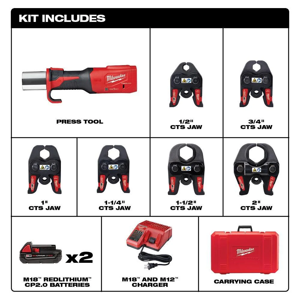 Milwaukee M18 FORCE LOGIC crimping tool with ONE-KEY and 1/2