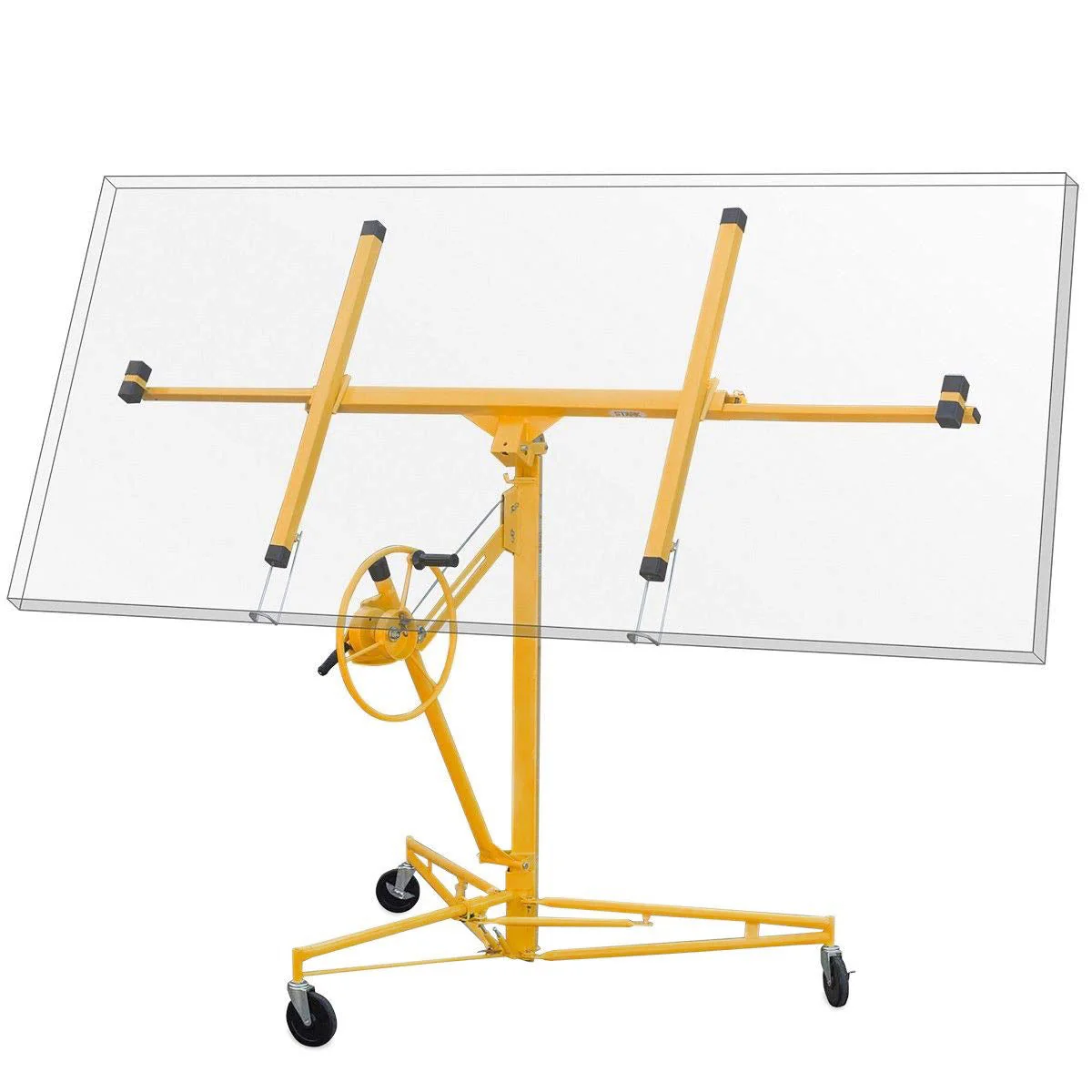 2025 Stark USA 65044 65044 Drywall Lift 11' Yellow Rolling Sheetrock Panel Hoist Jack