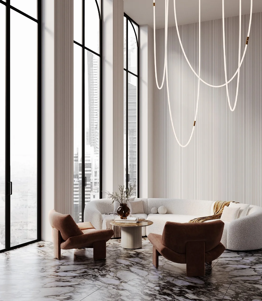 GYPSUM 3D WALL PANEL | CASCADE + LED 0114