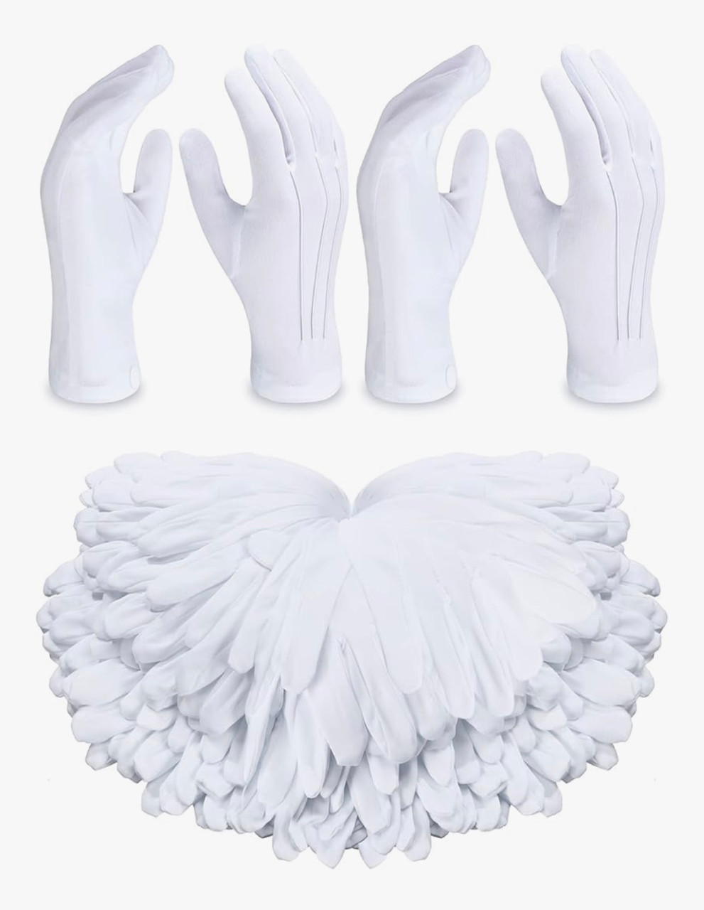 Parade Gloves White Stitched  w/ SNAPS Adult PAIR Standard 9�� Men & Women 5020