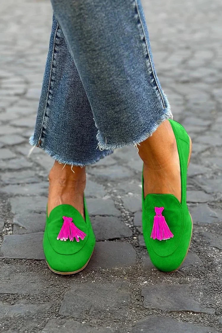 Women��s Suede Loafers Slip-On Tassel Design Classic Flat Style