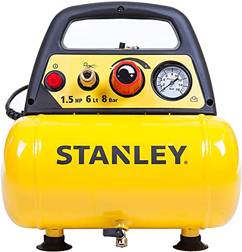 Stanley D 200 Compressore 6 Lt 1,5Hp, Pressione Max 8 Bar/116 Ps, Rumorosità 97 Db, ‎38 x 38 x 35 cm, 9 Kg & Tubo Spiralato 10 Metri Attacco Rapido : Amazon.it: Fai da te