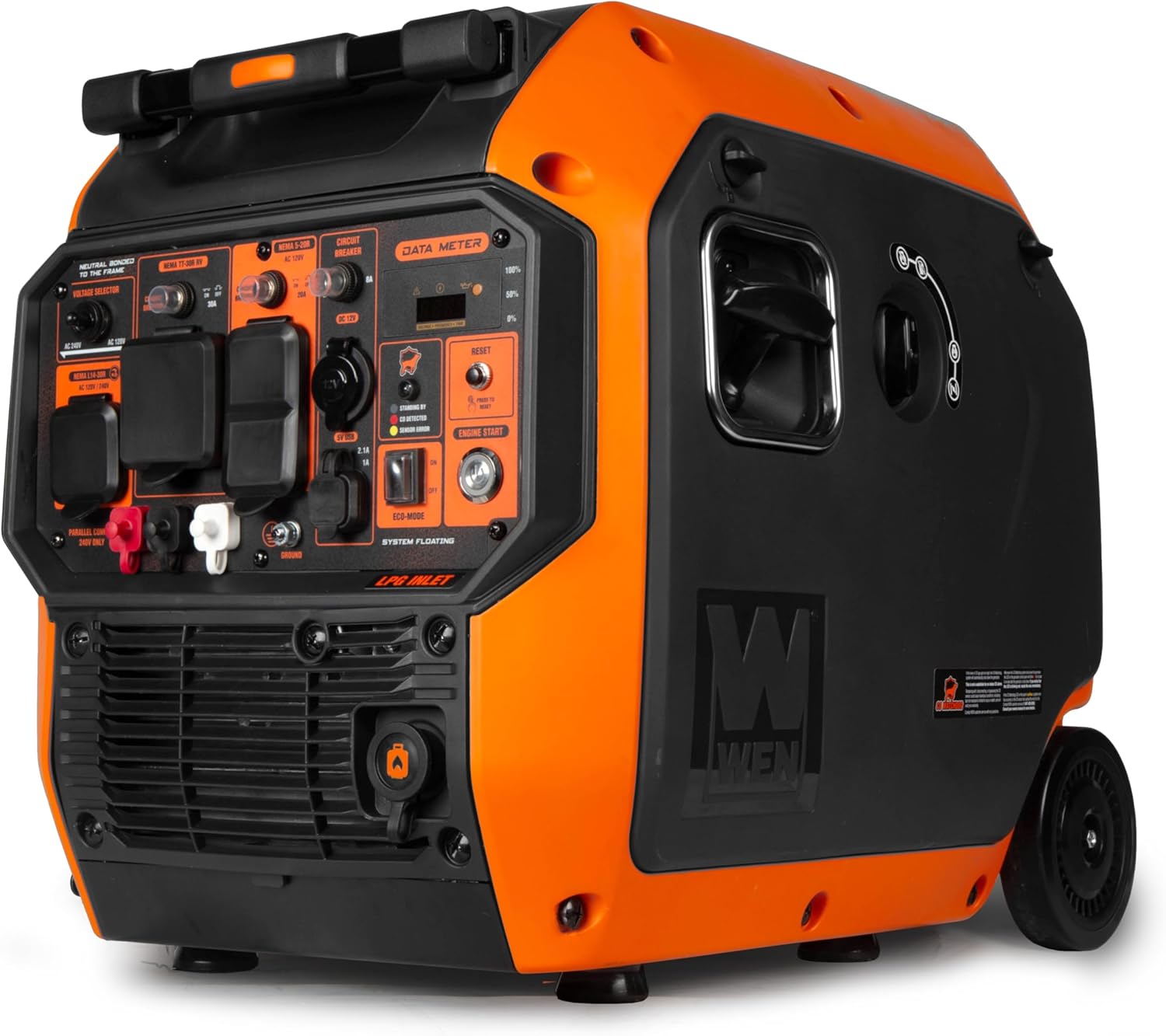 WEN 6800-Watt Dual Fuel RV-Ready Electric Start Portable Inverter Generator with Fuel Shut Off and CO Watchdog for Electric Vehicle Backup (DF680iX)