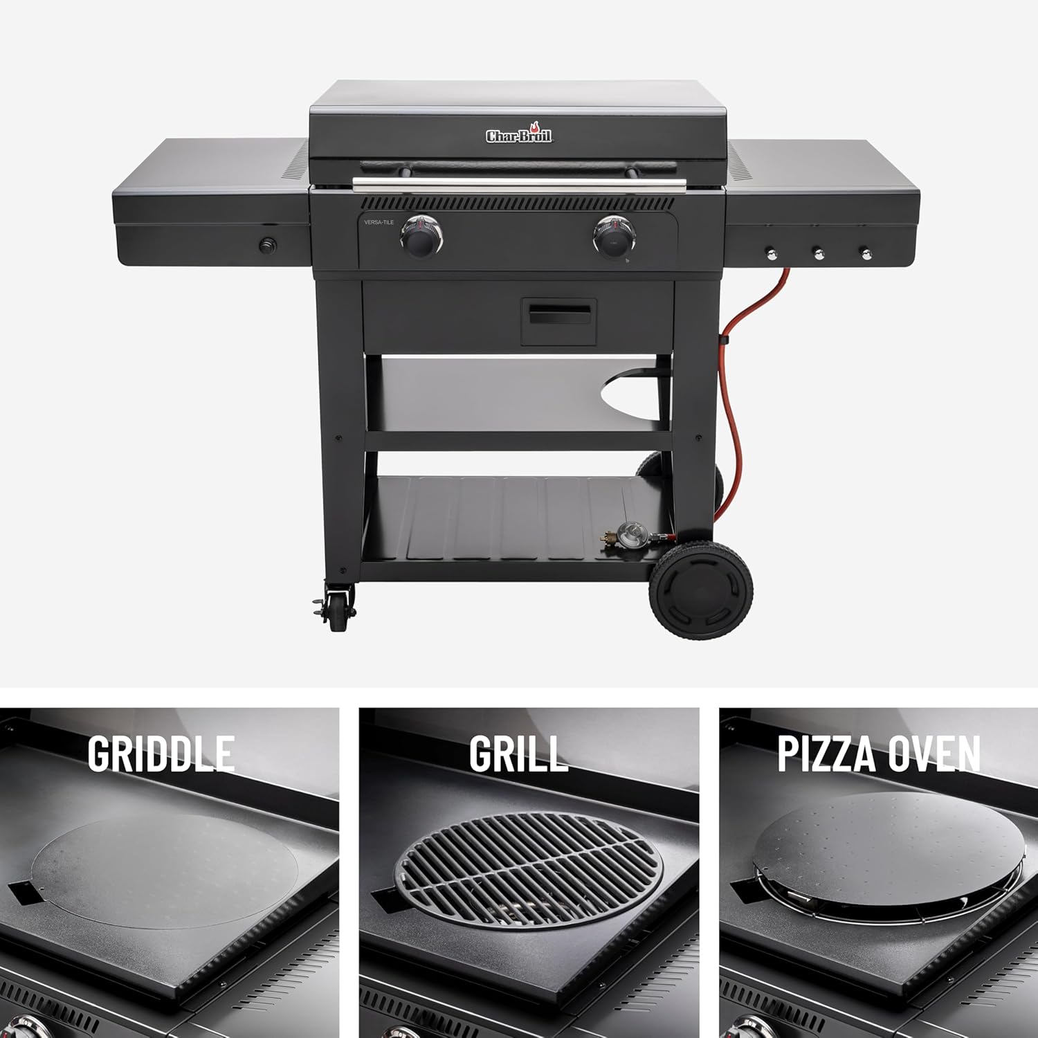 Char-Broil Griddle-Gasgrill Plancha Versa-Tile - 3-in-1 System: Griddle, Grill & Pizzaofen, 2-Zonen