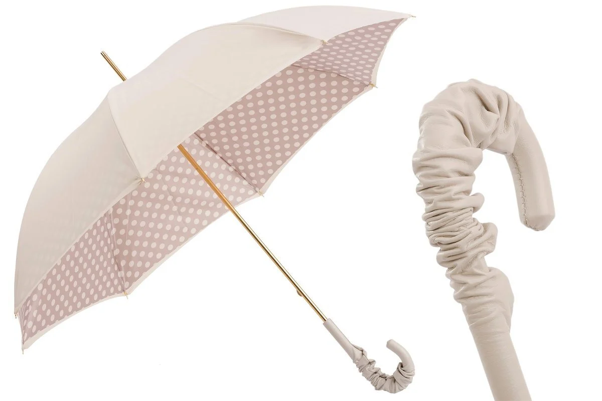 Ivory Umbrella with Dots, Double Cloth