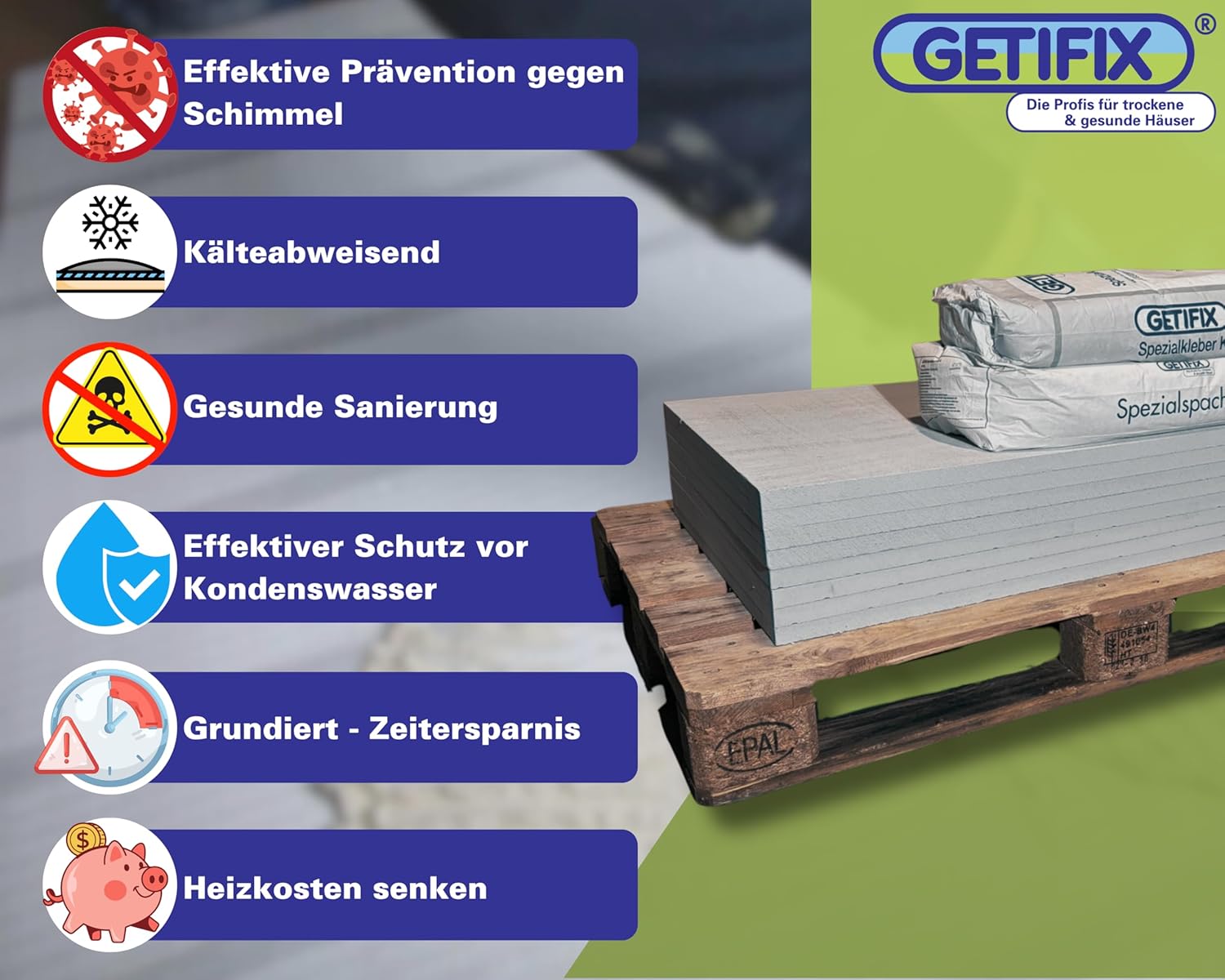 Klimaplatten-Set Grundiert 50 mm für 45 m² - Kalziumsilikatplatten - DIY - Feuchtigkeitsregulierung