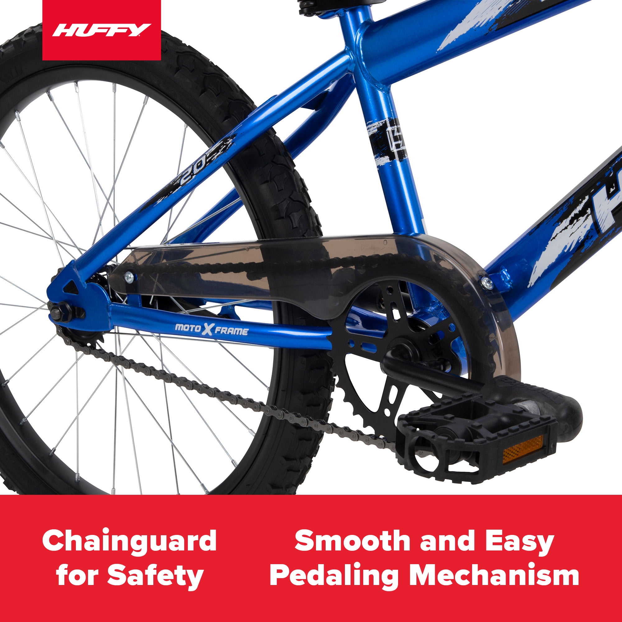 Huffy Rock It 20′′ Kids Bike, Royal Blue, Ages 5+, Single-Speed, Coaster Brake, Training Wheels