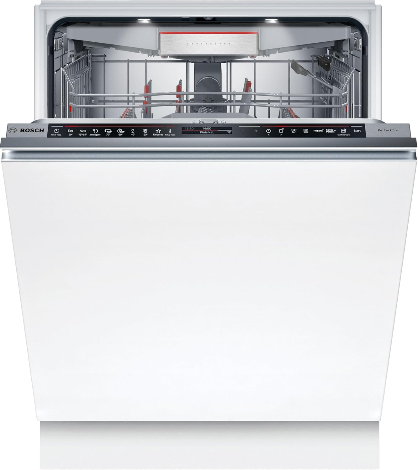 Bosch SMU4ETS08E, Serie 4, Smarter Unterbau-Geschirrspüler 60 cm, Besteckkorb, Spülmaschine mit Programmassistent, besonders Leise, höhenverstellbarer Oberkorb, Automatische Türöffnung, Edelstahl