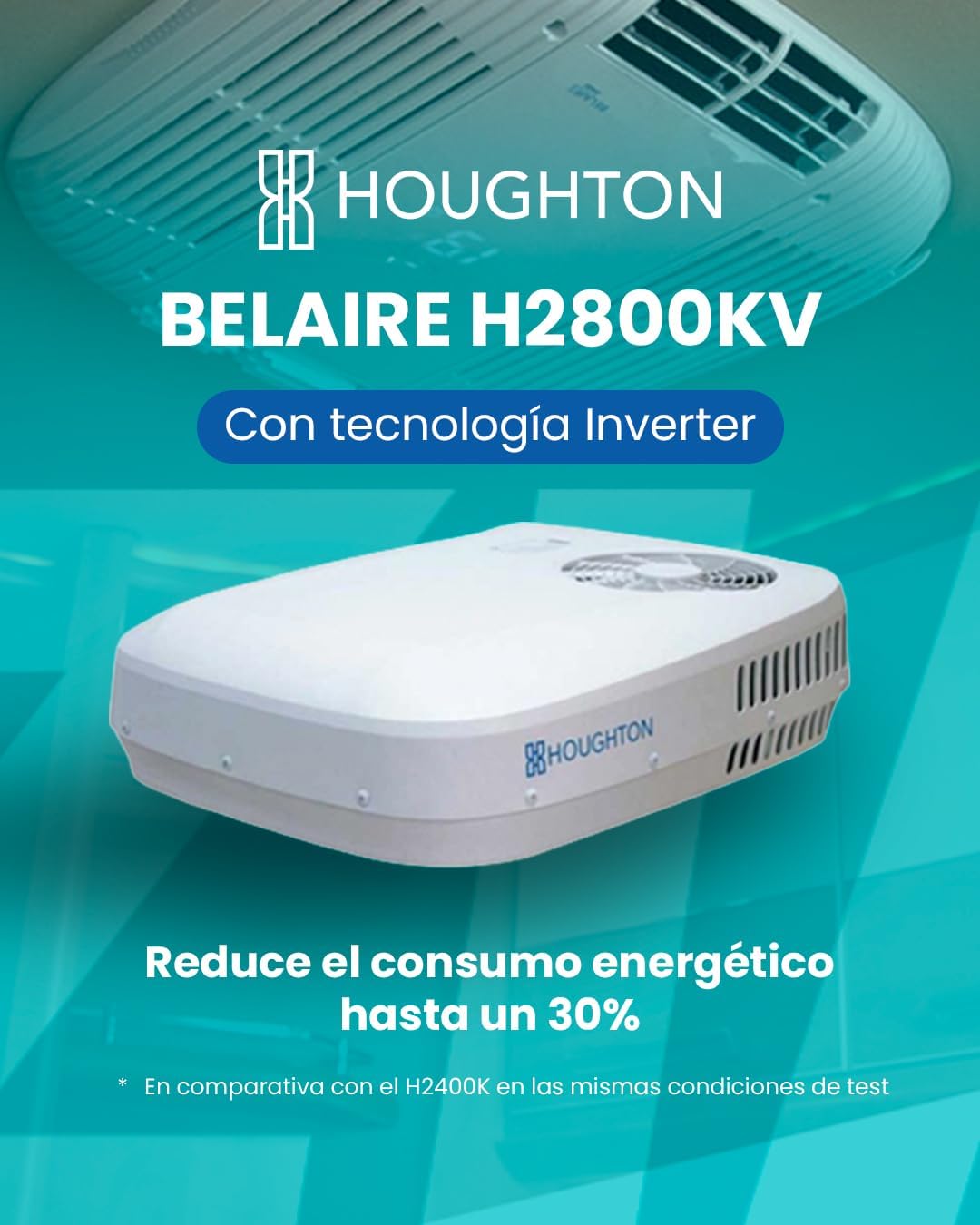 Belaire 2800 K, Klimaanlage 2,8 kW, Inverter, 230 VAC, für Wohnmobil und Wohnmobil, effiziente Kühlung, Fernbedienung, LED-Display, Vanlife