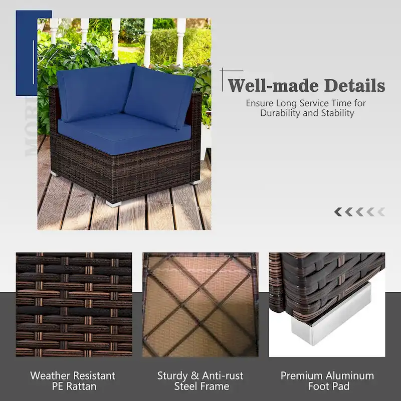 8PCS Patio Rattan Furniture Set Fire Pit Table Tank Holder Cover Deck