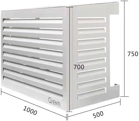 Qventi Abdeckung für Klimaanlage - Anthrazit/Grau - Aluminium - Schutzgitter - Verkleidung - Einfache Montage - Größe S - Außenmaße (LxBxH): 100 x 50 x 75 cm