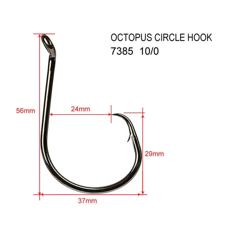 500 x 10/0 Chemically Sharpened Octopus Circle Hooks Fishing Tackle