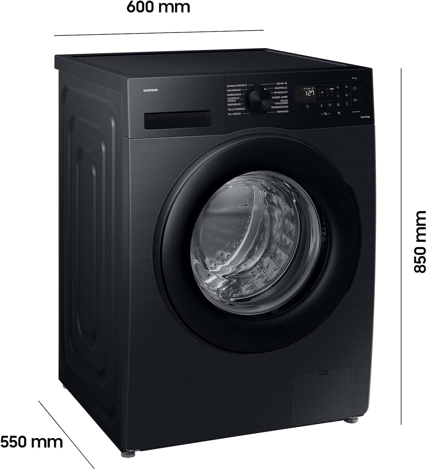 Waschmaschine, 9 kg, 1.400 U/min, EEK: A, Mikroplastik-Programm, Ecobubble, 14 Programme, WiFi SmartControl, Schwarz, WW90CGC04AABEG