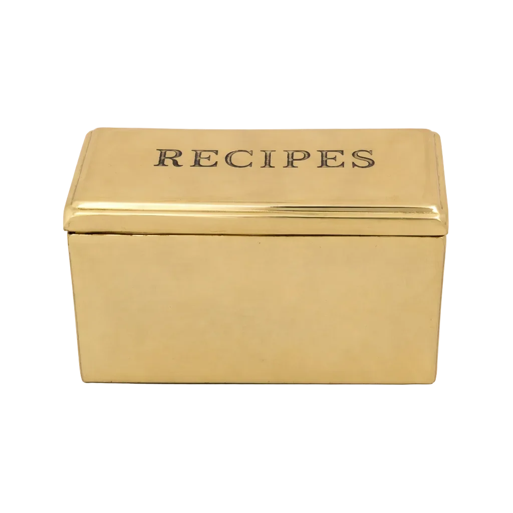 Etched Stainless Steel Recipe Box & Cards