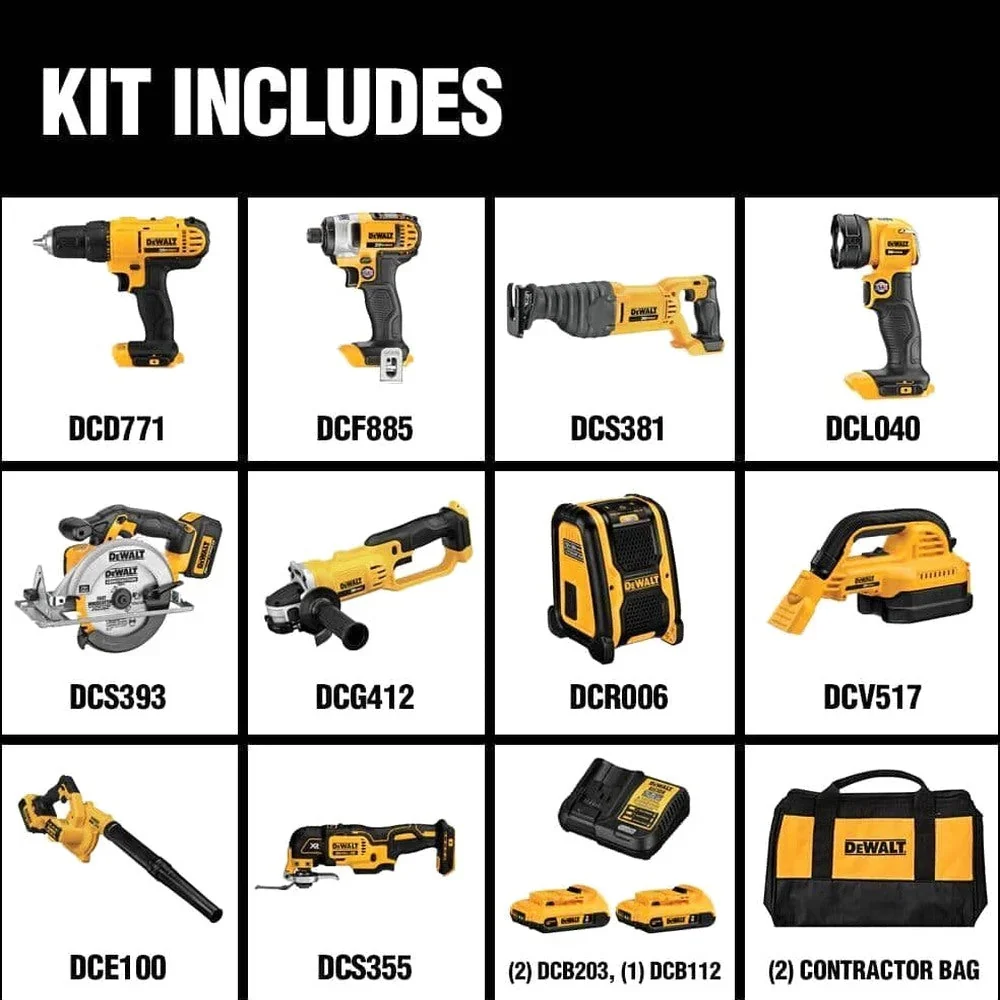 20V MAX 10-Tool Combo Kit DCK1020D2 with Batteries & Charger