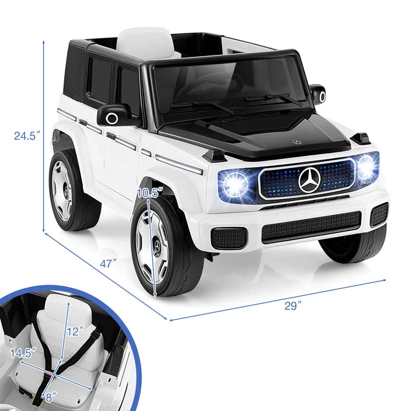 12V 4WD Kids Ride On Car, Licensed Mercedes-Benz EQG Battery Powered Electric Vehicle with Remote Control & Music