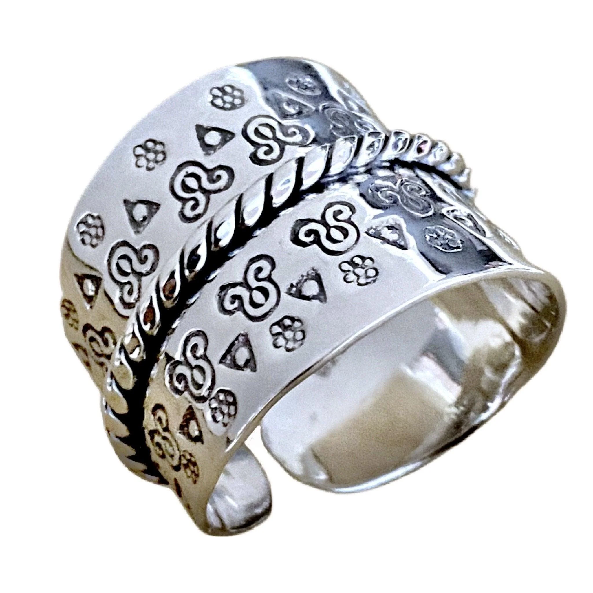 Laihas Twisted Rope Cuff Sterling Silver Boho Ring