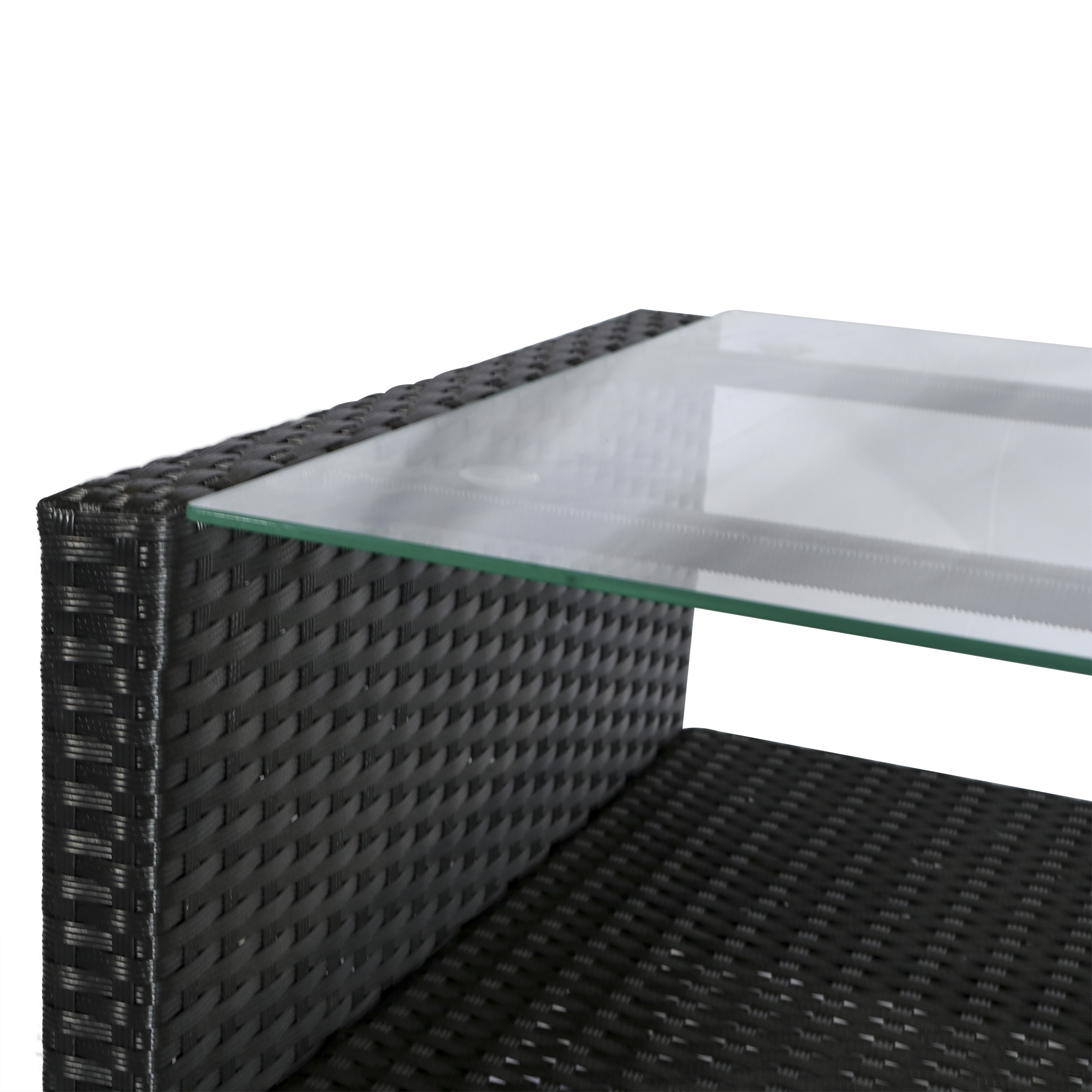 Outsunny poly-rotan zitset 4-delig Zitgroep tuinmeubel set lounge metaal zwart