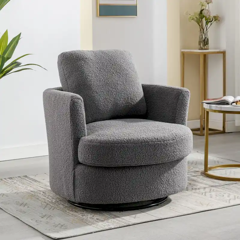 Modern Upholstered Swivel Barrel Chair(Set Of 2)