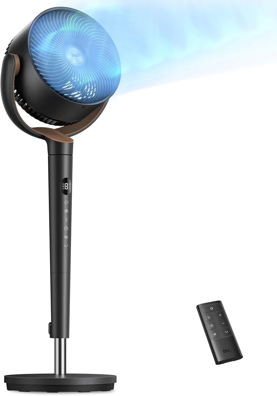 Dreo Fan for Bedroom, 120掳 Oscillating Standing Fans, Quiet Floor Fan with DC Motor, 100ft Pedestal Fans for Room, 9 Speeds, 4 modes, 20dB, 120掳 Manual Vertical, 37-42