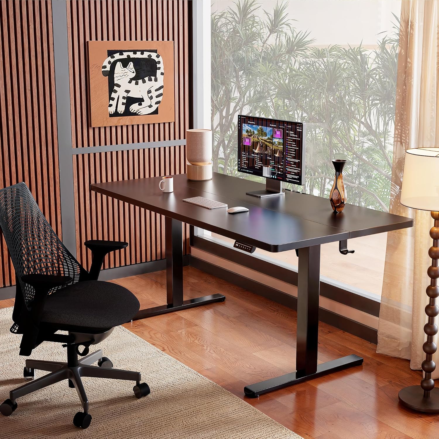 ErGear Height Adjustable Electric Standing Desk, 48 x 24 Inches Sit Stand up Desk, Memory Computer Home Office Desk, Black