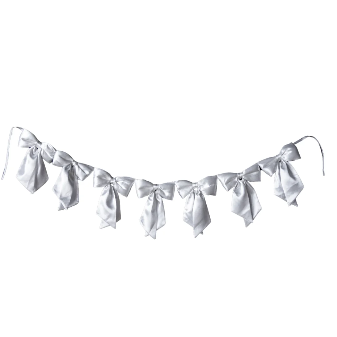 White Satin Bow Garland