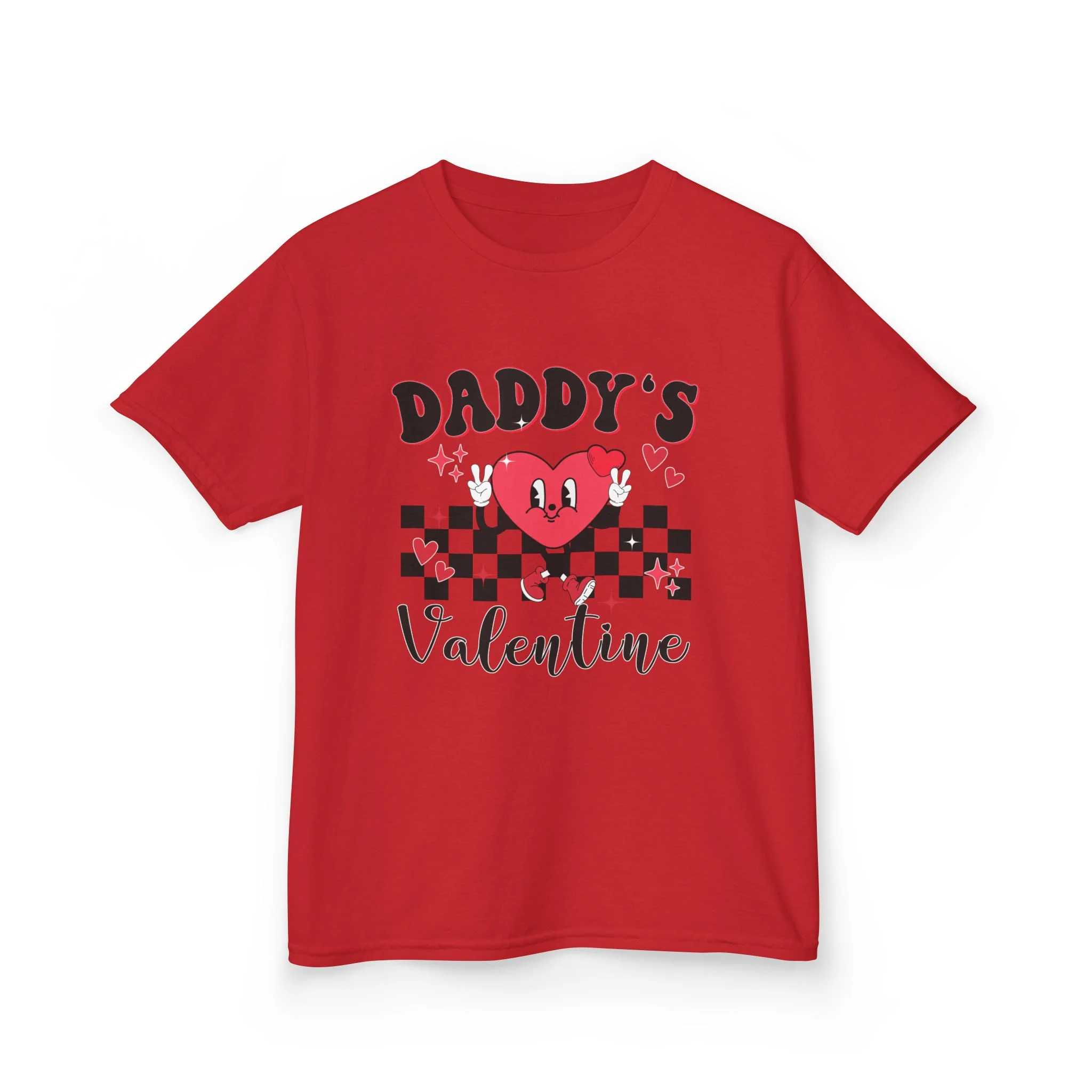 Daddy's Valentine Kids Tee | Heart Checkerboard Valentine's Day
