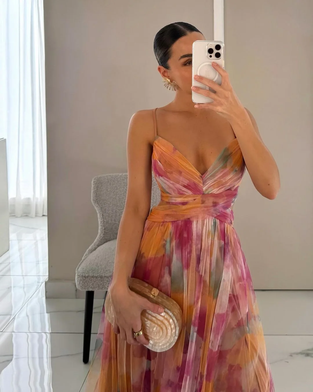 Womena??s Floral Maxi Dress Lightweight V-Neck Spaghetti Strap Style