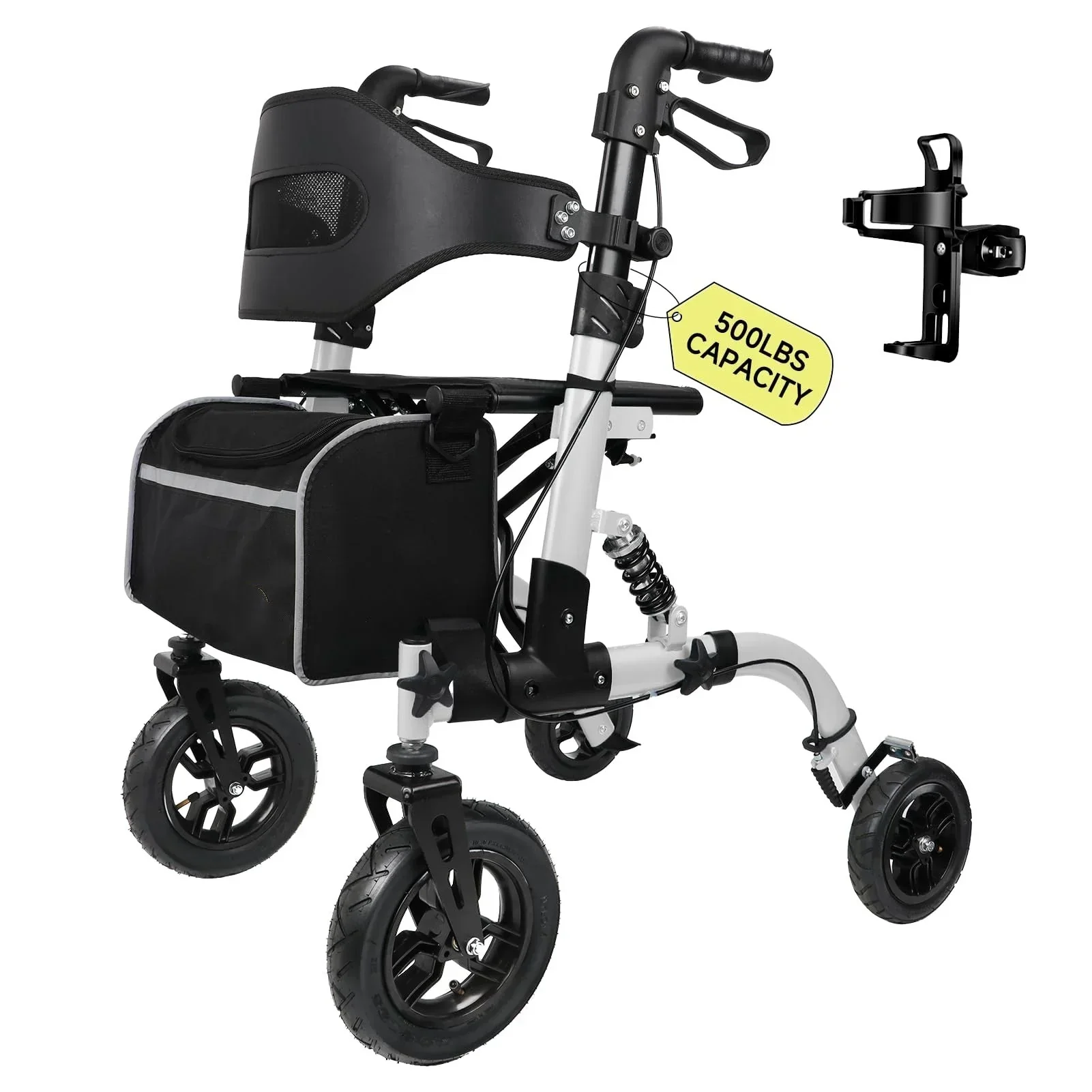500lbs Walkers for Seniors Foldable Heavy Duty Tall Walker with Seat 10