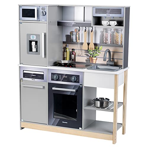 Theo Klein Cucina familiare Miele, in Legno con Fornello, Funzione Luci e Suoni, Forno a Microonde, Frigorifero con distributore di Cubetti di Ghiaccio, Accessori da Cucina, Giocattoli per Bambini 3  : Giochi e giocattoli