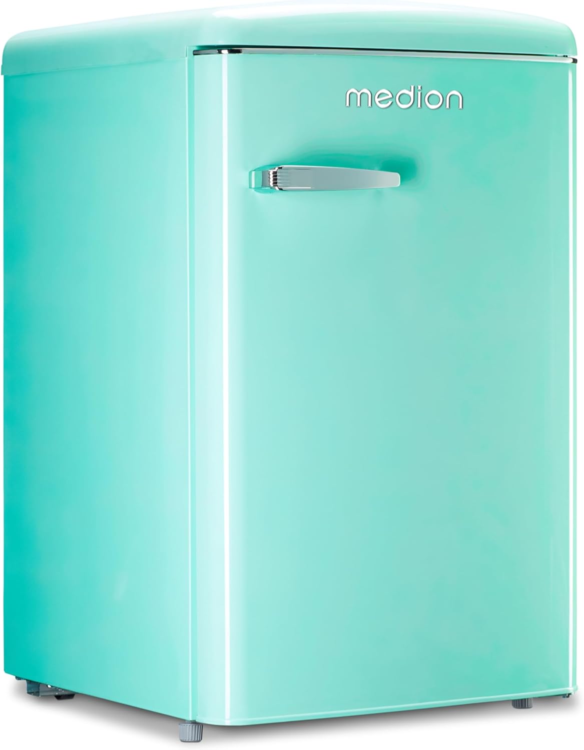 MEDION Retro Kühl-Gefrierkombination (95L Kühlschrank, 13L 4 Sterne Gefrierfach, 108 Liter Nutzinhalt, LED Innenbeleuchtung, Stufenlose Temperaturregelung, MD 37790) grün