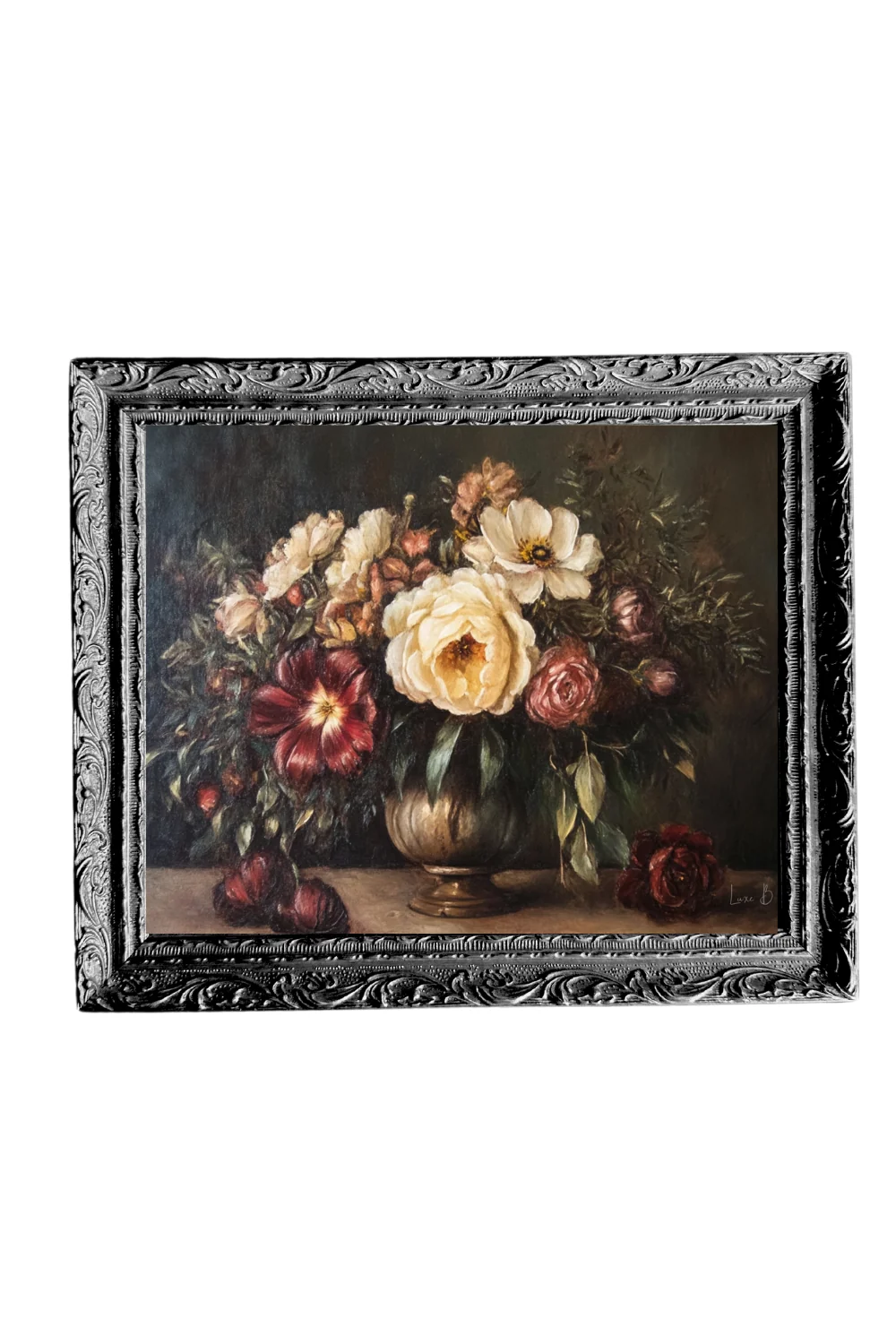 Vintage Floral Bouquet | French Black Mould Framed Art