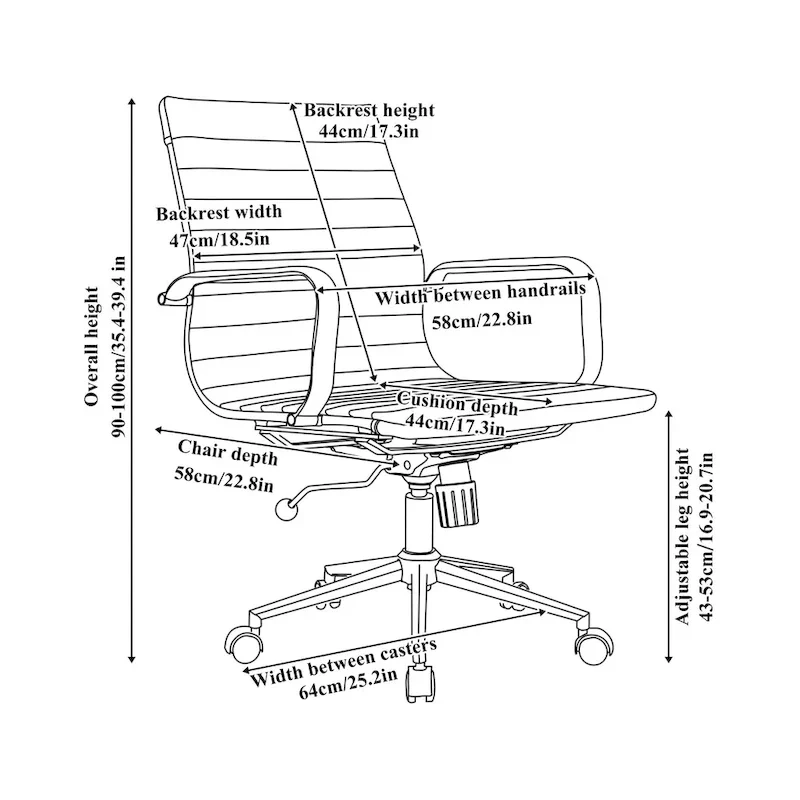 LUXMOD Ribbed Home Office Computer Chair Desk Chair