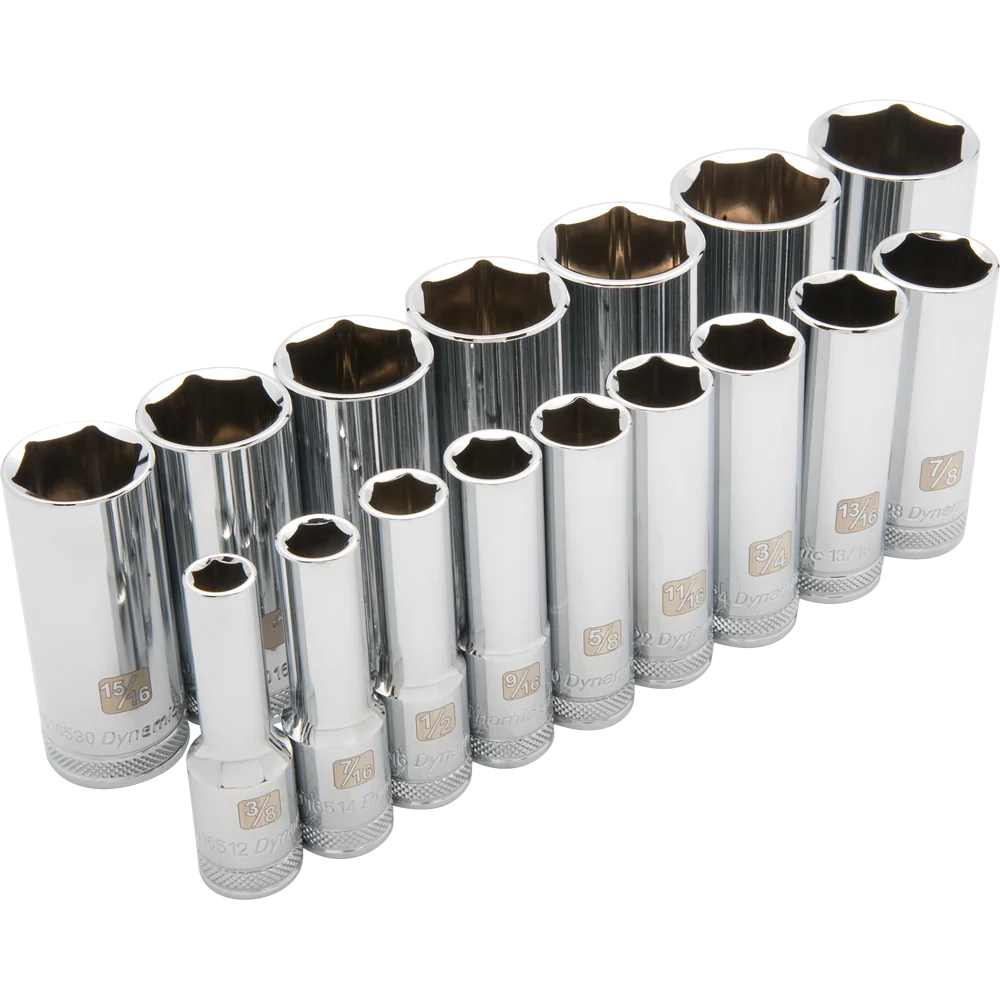 Dynamic D018001  ~  1/2 Inch Drive 16 Pc 6 Point Deep Sae Socket