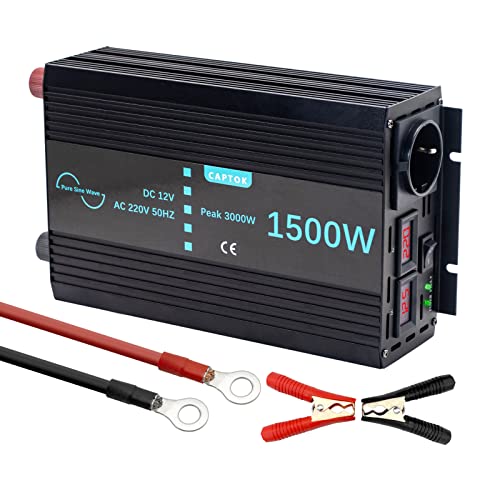 CAPTOK 1500W Power Inverter Onda Sinusoidale Pura 12V 230V con display LCD Invertitore di Tensione per sistema solare RV domestico : Amazon.it: Commercio, Industria e Scienza