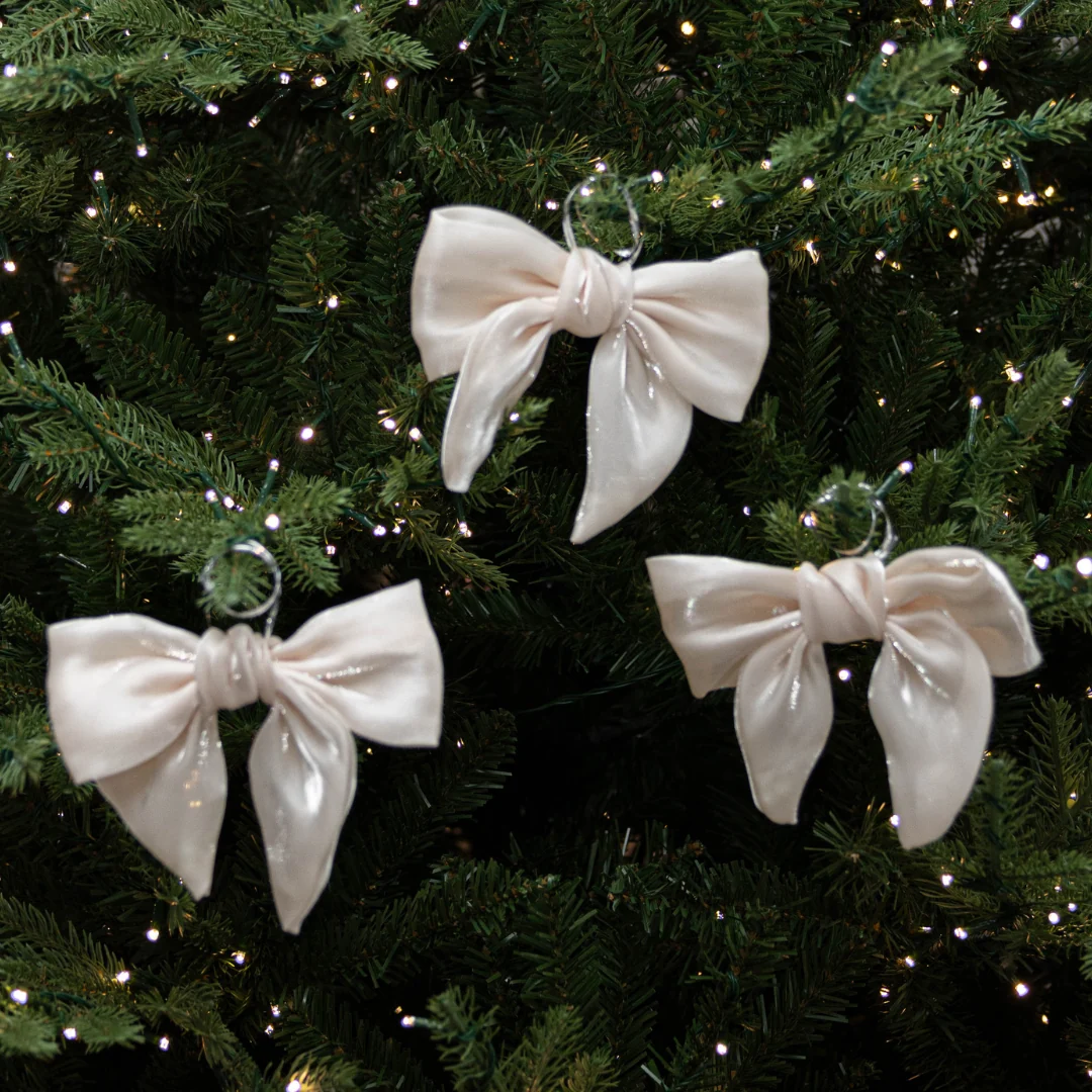 Gauze Cream Bow Set